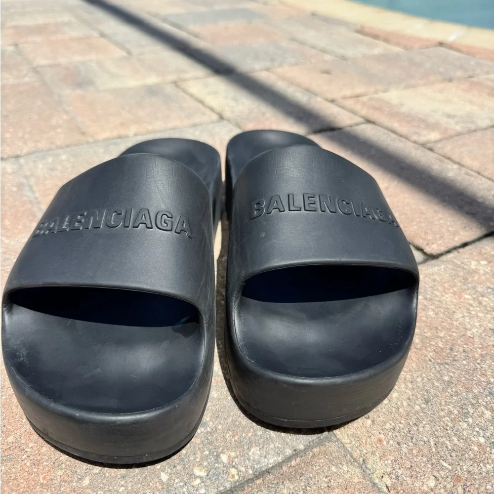 Balenciaga Black Platform Slide Sandals